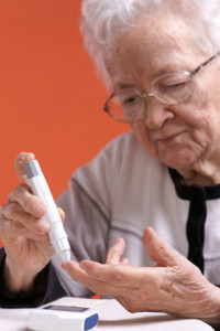 Senior woman checking sugar level